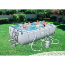 Kit Piscine hors sol tubulaire BESTWAY - Power Steel™ - 404 x 201 x 100 cm - Rectangulaire (Filtre à sable, échelle, diffuseur)