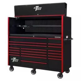 Alternative view of EXTREME TOOLS 72" RX SERIES 19-DRAWER 30" DEEP ROLLER CABINET W/HUTCH - BLACK W/RED DRAWER PULLS