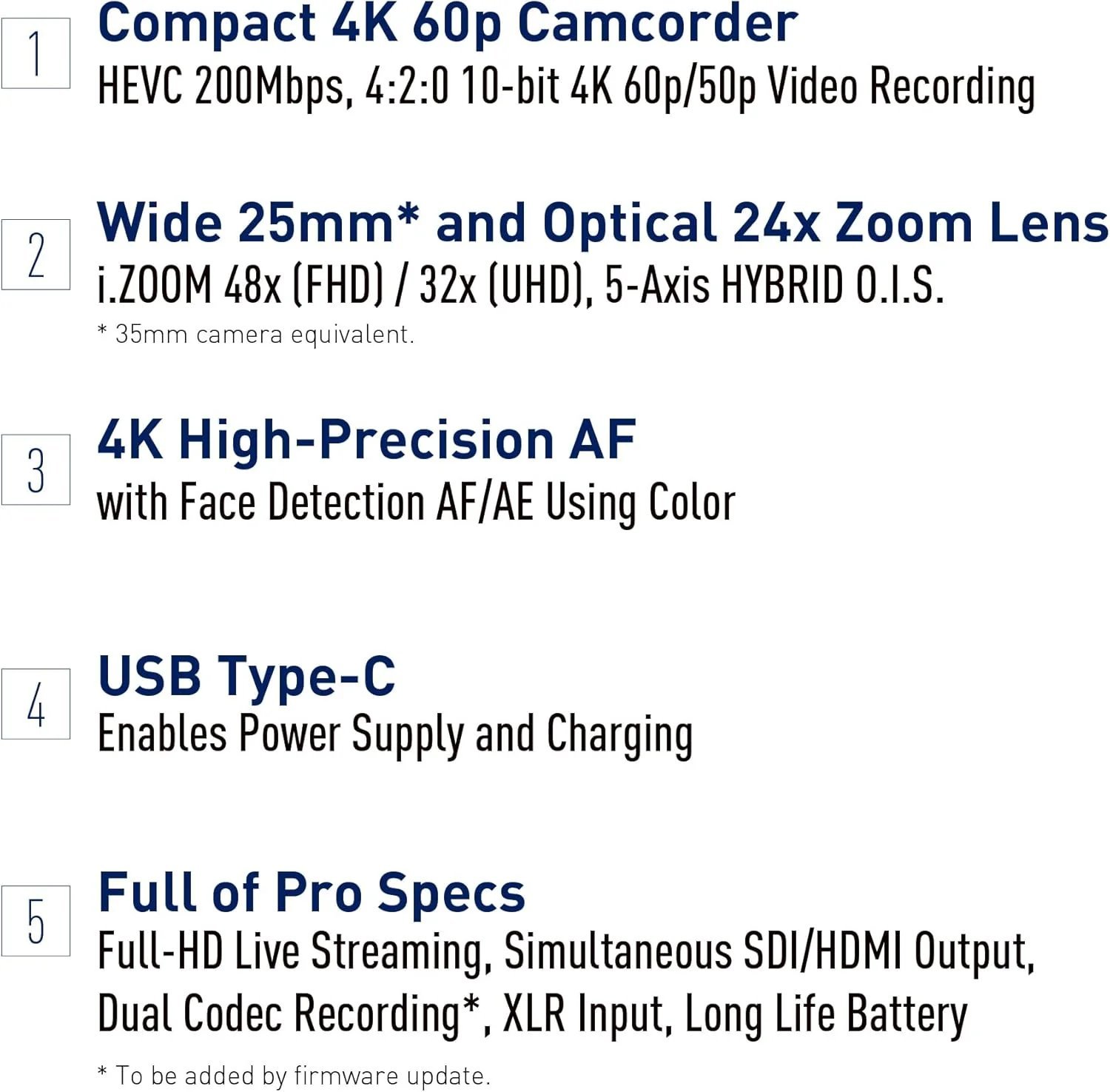 Panasonic X2100 4K Camcorder for Directors, Wide Angle Telephoto Lens with 24X Zoom, Hybrid O.I.S.,Lightweight Heat Dispersing Design, Detachable Handle - HC-X2100 - Image 3