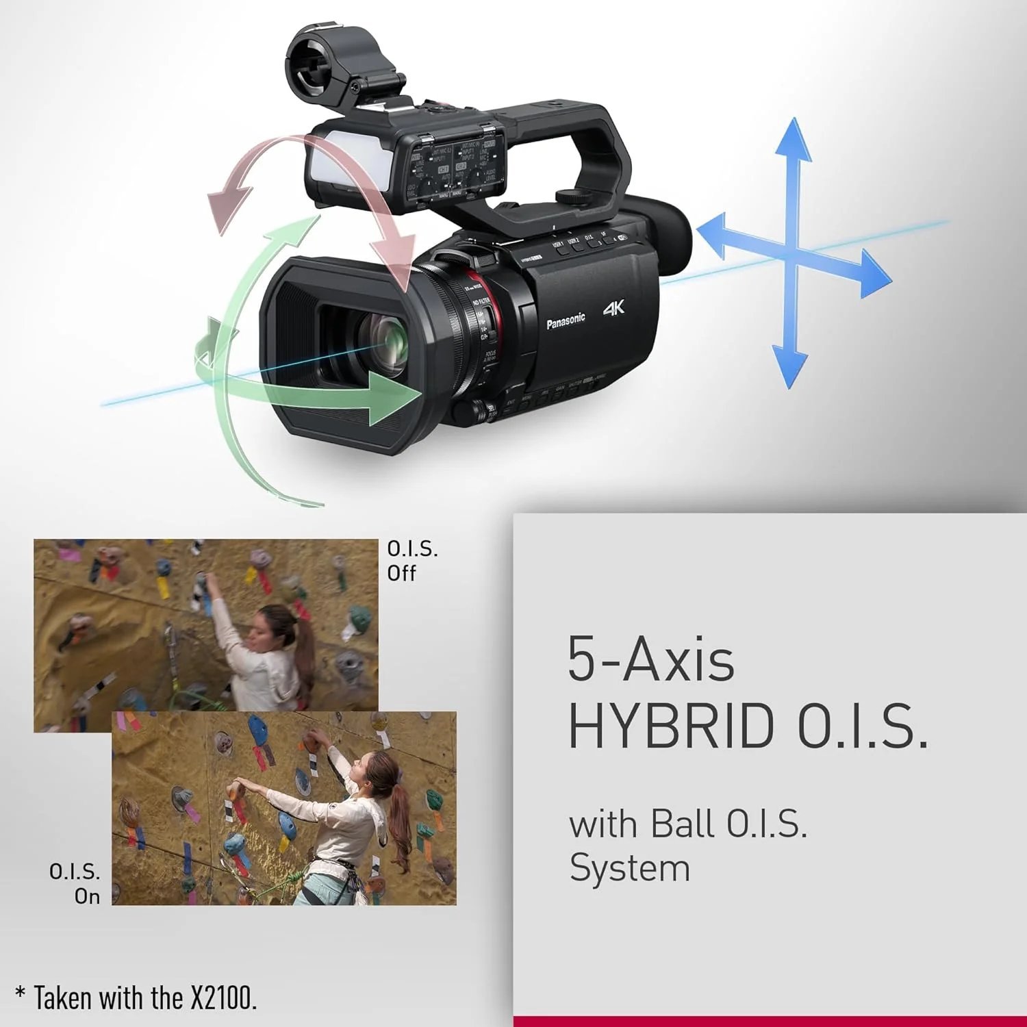 Panasonic X2100 4K Camcorder for Directors, Wide Angle Telephoto Lens with 24X Zoom, Hybrid O.I.S.,Lightweight Heat Dispersing Design, Detachable Handle - HC-X2100 - Image 7