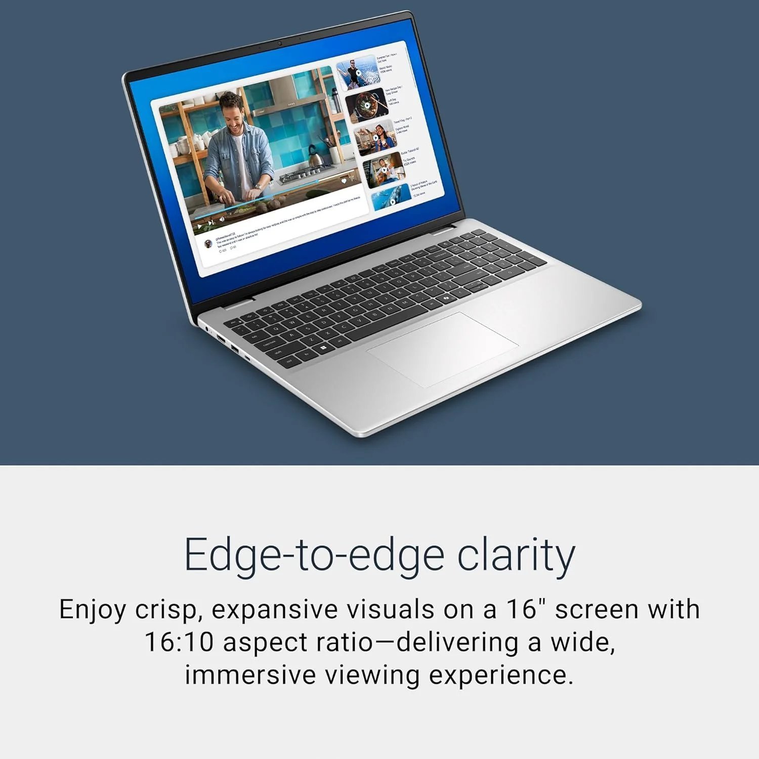 Dell 16 Laptop DC16251-16.0-inch 16:10 FHD+ Display, Intel Core 7 150U, 16GB DDR5 RAM, 1TB SSD, Intel Graphics, Windows 11 Home, Onsite Service - Platinum Silver - Image 2