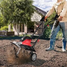 Alternative view of COSTWAY Electric Tiller 1500W Working Depth 22CM Width 43CM with Foldable Handle and Adjustable Wheels 6 Blades for Gardening and Weeding
