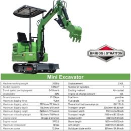 Alternative view of Domestic Gasoline Mini Excavator for Fathers Day, 1.2 Tons Crawler Digger with 13.5 HP B&S Engine, Hydraulic Thumb Clamp and Buckets, Work for Farm,Garden,Park,Construction Landscaping (Green1)