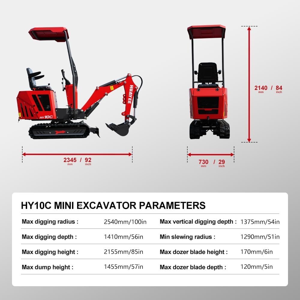 HY10C 1 Ton Mini Excavator, 13.5HP Gasoline Powered Compact Digger with EPA Certificate, Tracked Backhoe for Trenching, Farming, Landscaping, Curbside delivery & Professional unloading Included - Image 7