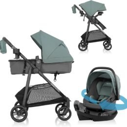 Alternative view of Evenflo Omni Ultra Travel System with Revolve180 LiteMax NXT Rotational Infant Car Seat - Pacific Green