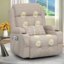 Alternative view of Relaxation chair, TV chair, electrically adjustable massage chair with heating function, footstool, 2 side bag drink racks, C-shaped and USB ports, living room TV chair