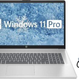 HP 17.3" Business & Student Laptop, 16GB RAM 1.5TB Storage (1TB SSD+512 GB Docking Station Set), 8-Cores Intel Core i3, Windows 11 Pro & Microsoft Office Included, PLUSERA Earphones, Silver