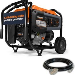 Generac 8,125 Starting Watt Portable Gas Generator - Includes Extension Cord - Home or RV Ready - Quiet, Long Runtime, Emergency Power - 49-State Compliant