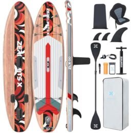 ZLX 10'6" Inflatable Stand Up Paddle Board, Extra Wide Stable Non-Slip Deck Pad, Unique Center Fin, Portable Paddleboard for Adults, Premium SUP for All Skill Levels