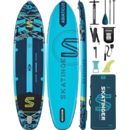 11'6×35" Super Wide Inflatable Paddle Board, Ultra Stable Stand Up Paddleboards for 450lb/3 People/Family/Big Size w/Shoulder Strap, 100L Backpack, All-Round Sup Board, US Fin
