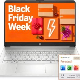 HP Ultra Slim Laptop for Students and Business | 1 Year Office 365 | 1.1TB Storage (1TB Cloud and 64GB Hard Drive) | Intel Quad-Core, 8GB RAM | Windows 11 Home w/o Earbuds