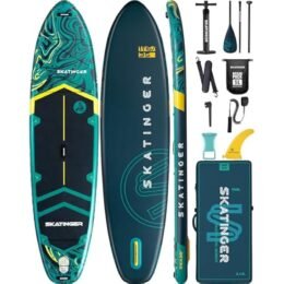 11'6×35" Super Wide Inflatable Paddle Board, Ultra Stable Stand Up Paddleboards for 450lb/3 People/Family/Big Size w/Shoulder Strap, 100L Backpack, All-Round Sup Board, US Fin
