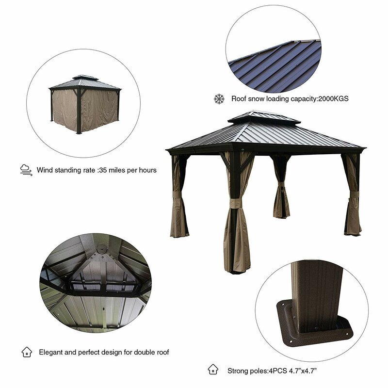 Dahlin 12 Ft. W x 10 Ft. D Aluminum Patio Gazebo - Image 8