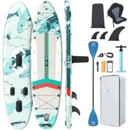ZLX 11'6" Extra Wide Inflatable Stand Up Paddle Board SUP, Stable Non-Slip Deck Pad, Unique Fin System and Premium iSUP Accessories - Portable Backpack & Upgraded Pump for Adults, All Skill Levels
