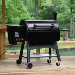 Victory 35-Inch Wood Pellet Grill with Front Shelf, 29-Lb Hopper & 16 Gauge Steel Barrel & Cart - BBQPG