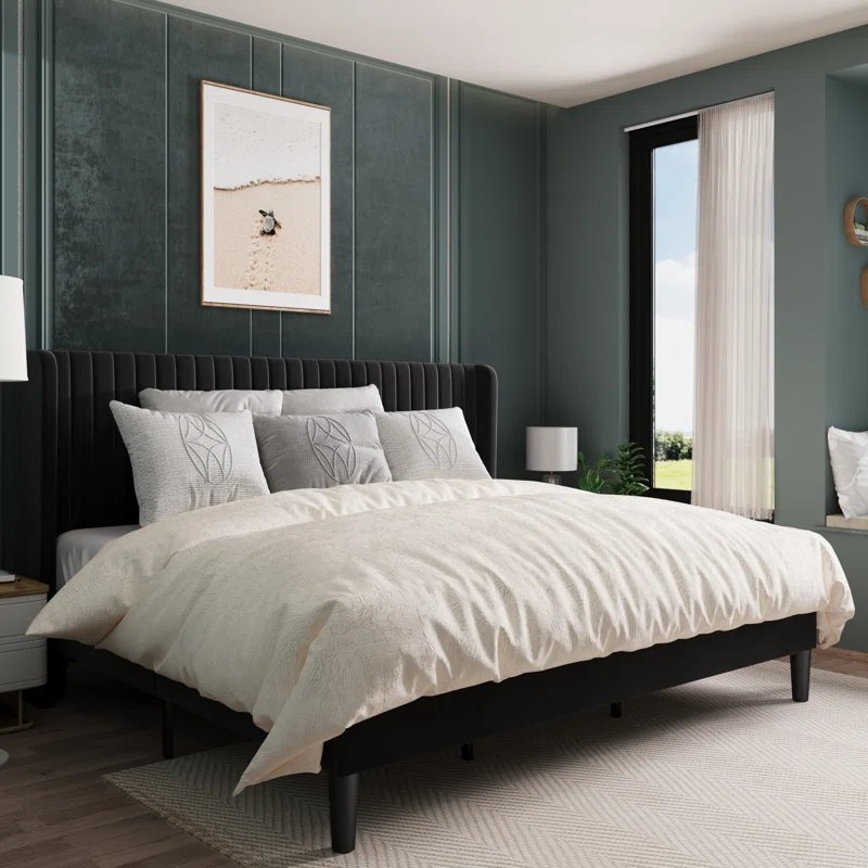 Candler Upholstered Wingback Bed - Image 4