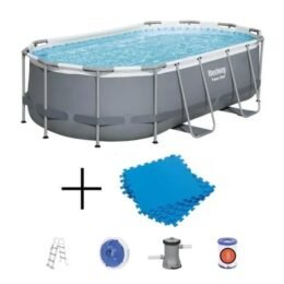 Alternative view of Kit Piscine hors sol tubulaire BESTWAY - Power Steel™ - 427 x 250 x 100 cm + Lot de 9 Dalles de protection