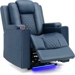 Alternative view of COMHOMA TV armchair, recliner with recliner, recliner with LED and recliner, adjustable 150-kilogram electric TV armchair, with massage function for living room, bedroom, home theater, black