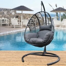 Alternative view of Hammock Wicker Swing Egg Chair Outdoor Backyard or Indoor With Stand Rain Cover Included