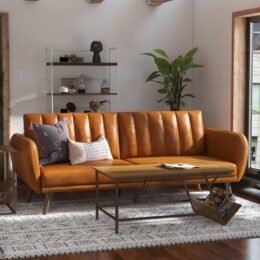 Brittany 81.5'' Vegan Leather Convertible Sofa