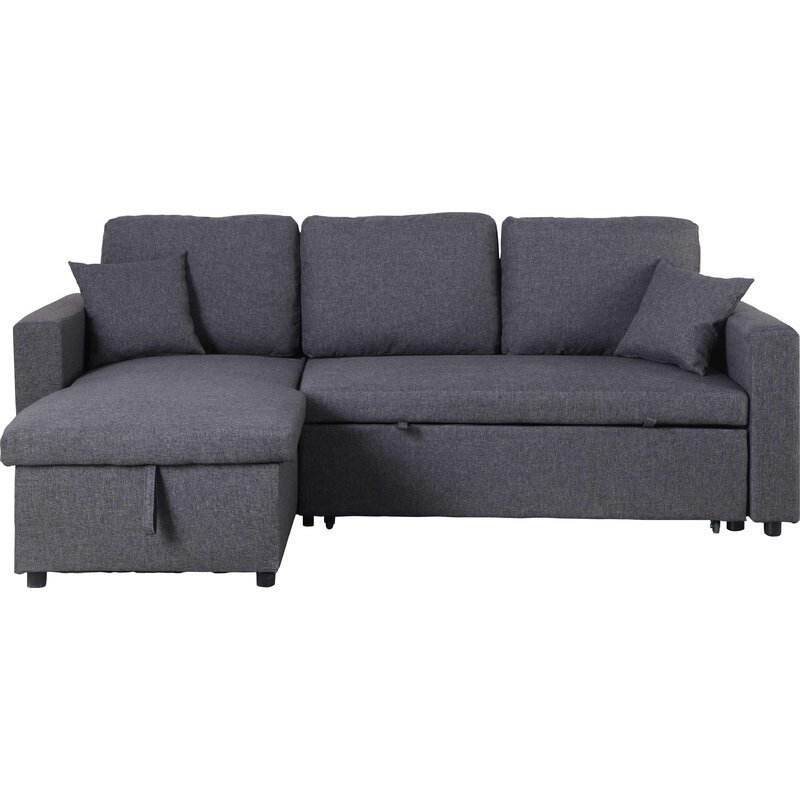 Vernita 87′′ Wide Linen Reversible Sleeper Sofa & Chaise - Image 3