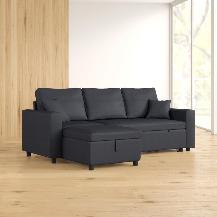 Vernita 87′′ Wide Linen Reversible Sleeper Sofa & Chaise - Image 5