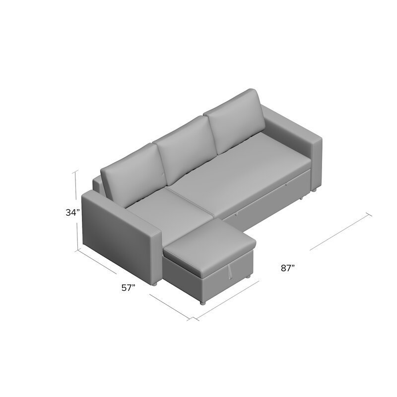 Vernita 87′′ Wide Linen Reversible Sleeper Sofa & Chaise - Image 7