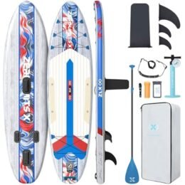 ZLX 10'6" Inflatable Stand Up Paddle Board, Extra Wide Stable Non-Slip Deck Pad, Unique Center Fin, Portable Paddleboard for Adults, Premium SUP for All Skill Levels