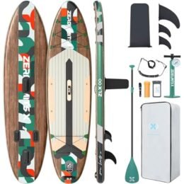 ZLX 10'6" Inflatable Stand Up Paddle Board, Extra Wide Stable Non-Slip Deck Pad, Unique Center Fin, Portable Paddleboard for Adults, Premium SUP for All Skill Levels