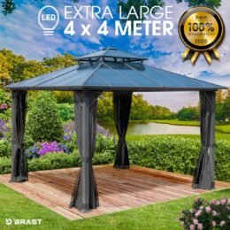 Alternative view of BRAST Alu Pavillon PAGODE 4x4m dunkelgrau mit Moskitonetz