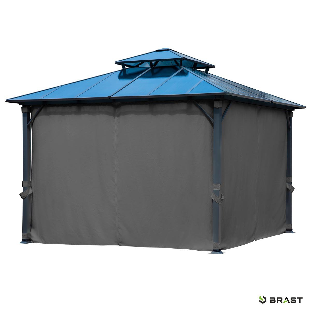 BRAST Alu Pavillon PAGODE 4x4m dunkelgrau mit Moskitonetz - Image 11