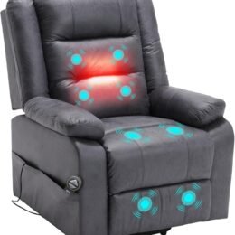 Electric TV chair with standing assistance, massage chair with heating function, remote control with lying function, sleep function and feet, weighing 220 kilograms, dark grey suede