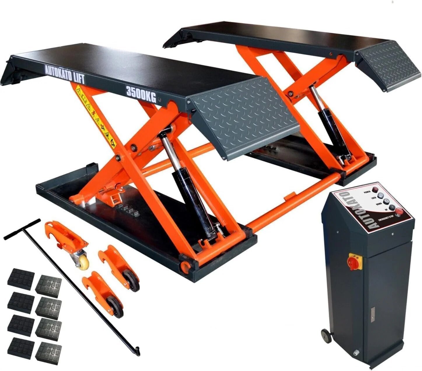 AK-X80 Mid Rise Scissor Lift Penumatic Release 41.25" Auto Lift 110V/60HZ/1PH with 8000Lbs Lifting Capacity
