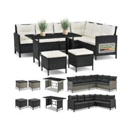 Juskys Polyrattan Lounge Manacor mit Ecksofa