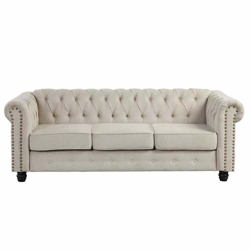 Gilles 82” Rolled Arm Chesterfield Sofa - Image 8