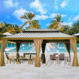 Cavus 20 Ft. W x 12 Ft. D Galvanized Steel Patio Gazebo