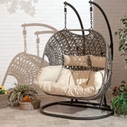 Alternative view of 2025 Patio Wicker Swing Chair With Stand Rain Cover Included