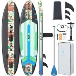 ZLX 10'6" Inflatable Stand Up Paddle Board, Extra Wide Stable Non-Slip Deck Pad, Unique Center Fin, Portable Paddleboard for Adults, Premium SUP for All Skill Levels