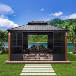 Alternative view of Double Tier 14 Ft. W x 12 Ft. D Metal Patio Gazebo