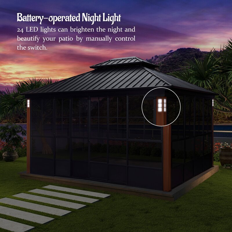 Double Tier 14 Ft. W x 12 Ft. D Metal Patio Gazebo - Image 4