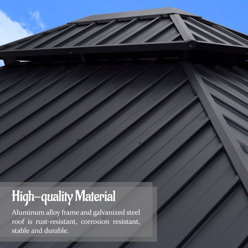 Double Tier 14 Ft. W x 12 Ft. D Metal Patio Gazebo - Image 8