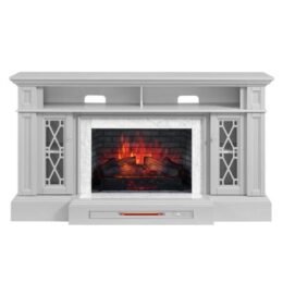 Parkbridge 68 in. Freestanding Electric Fireplace TV Stand in Light Gray with KD Insert