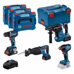 BOSCH COMBI-KIT 4 18V TOOLS: GSR 18V-90C + GDX 18V-210C + GBH 18V-24C + GSA 18V-28 + 1 4.0 AH BATTERY (PROCORE) + 2 5.5 AH BATTERIES (PROCORE) + GAL 1880CV ( L)PROFESSIONAL