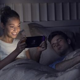 Alternative view of Nintendo Switch with Gray Joy‑Con