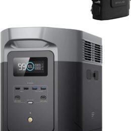 EF ECOFLOW Portable Power Station DELTA 2 Max with Protective Cover, 2400W LFP Solar Generator, Full Charge in 1 Hr, 2048Wh Solar Powered Generator for Home Backup
