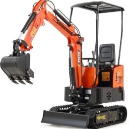 AHM Mini Excavator Machine, 1 Ton Mini Crawler Excavator with 13.5 hp EPA Certified Engine & All-Terrain Tracks, Trench Digger with Canopy & Adjustable Seat for Garden Farm Park Construction Site