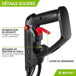 Alternative view of BRAST electric tiller: 1500 Watt - 45 cm Width, 22 cm Working Depth - 6 Cutters - 24 Blades -3 Mod Diff. power - very safe - 400 TRS/Min - electric tiller, Wired