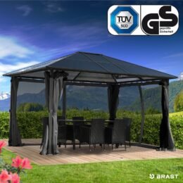 Alternative view of BRAST Alu Pavillon PREMIUM mit festem Dach 3x4m grau