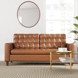 Milton 76” Vegan Leather Square Arm Sofa