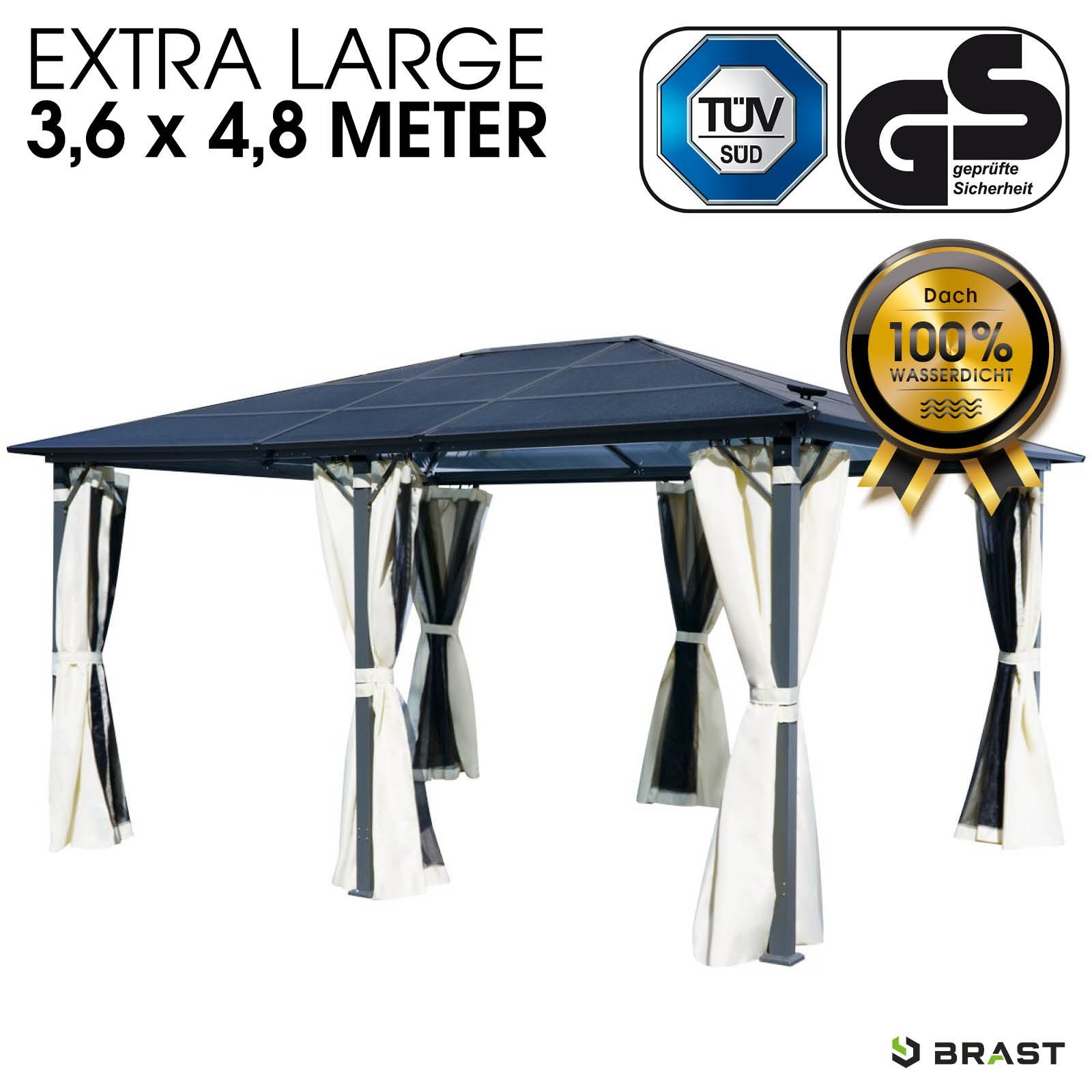 BRAST Alu Pavillon PREMIUM 3,6x4,8m beige - Image 5